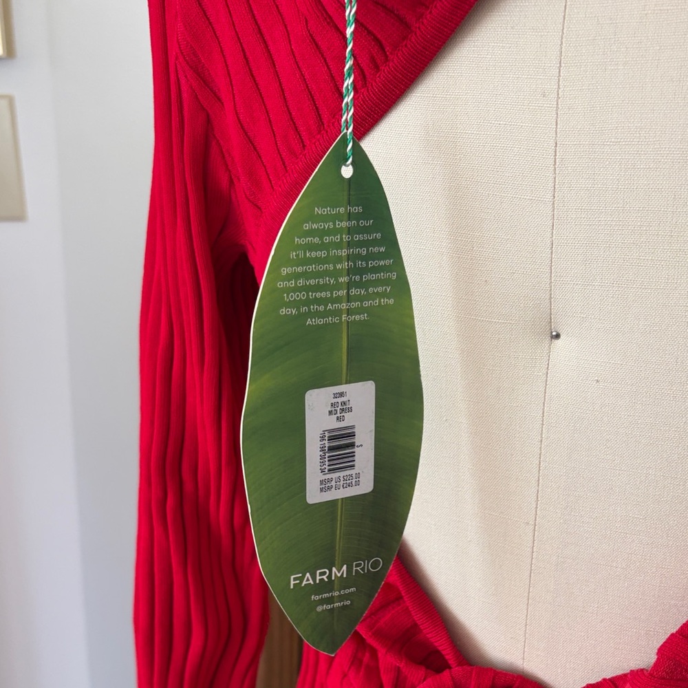 FARM Rio Ribbed Long-Sleeve Maxi Dress in Red - Picture 8 of 10